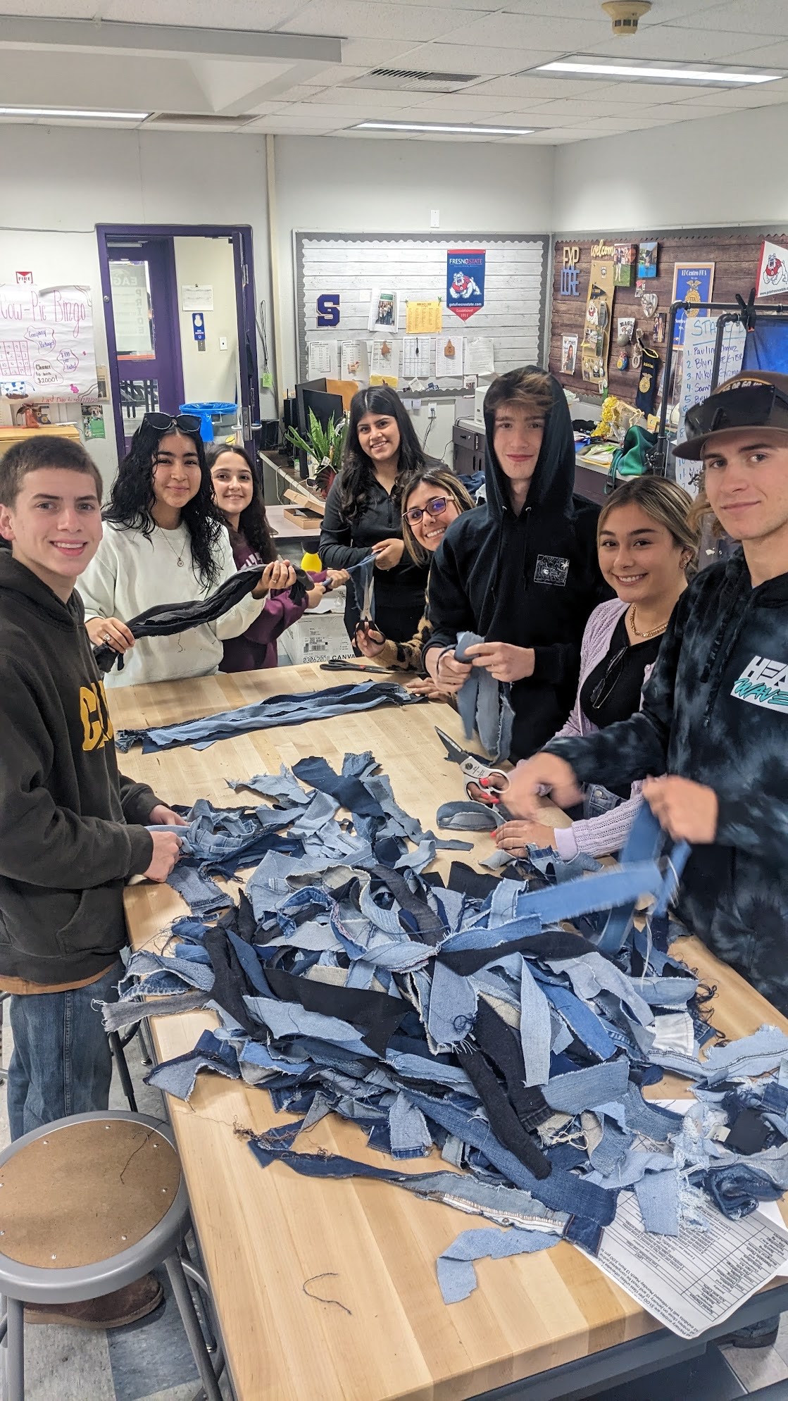 Students create toys for dogs.